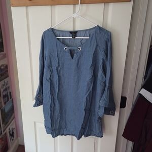 Denim Style Eyelet Detail Top